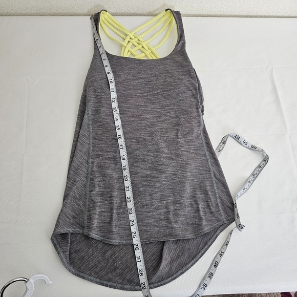 Lululemon Wild Tank Open Crossback Heathered Gray / Neon Yellow Size 6 - Picture 12 of 13